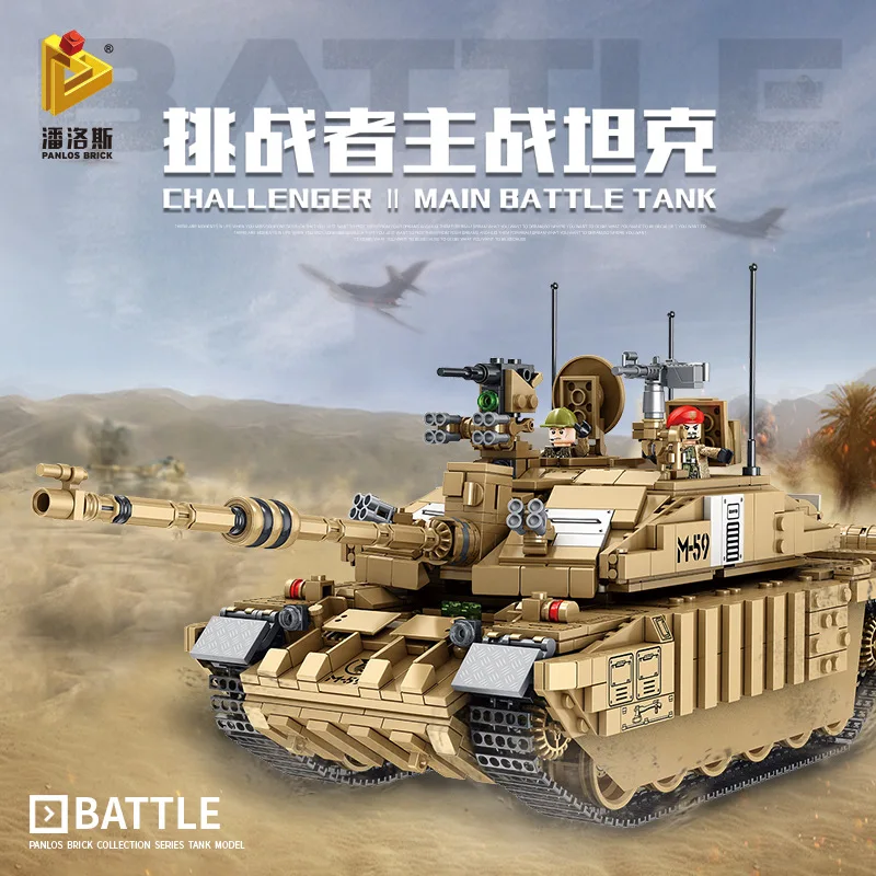 

Pan luo si 632008 Challenger Main Battle Tank Model World War II Military Building Blocks Small Particles Assembled Educational