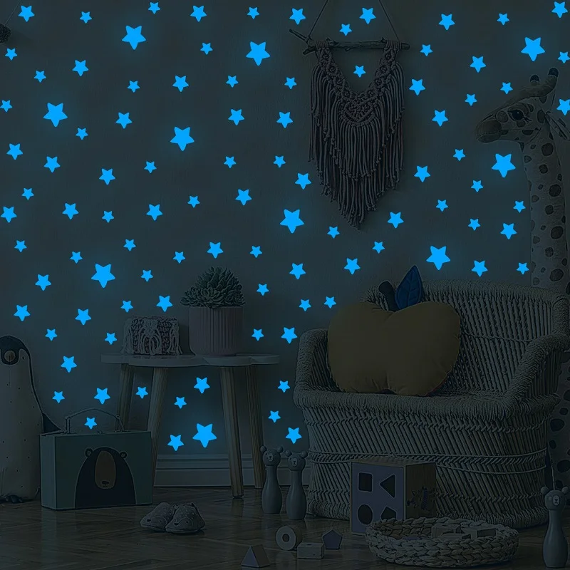 Světelný hvězdičkami zeď nálepky pro děti heren hme dekorace žití pokoj okno dekorace světélkující obtisky záře v  temný nálepky