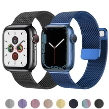 

Magnetic Loop Strap For Apple watch strap 44mm 41mm 45mm 40mm 38mm 42mm Stainless smart watch Bracelet Apple Watch Series 7 SE