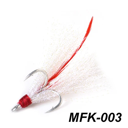 FTK рыболовный тройной крючок Размер 1#2#4#6# Высокоуглеродистая сталь крючок с цветными лисьими волосами тройной крючок с лентой рыболовные снасти - Цвет: MFK-003
