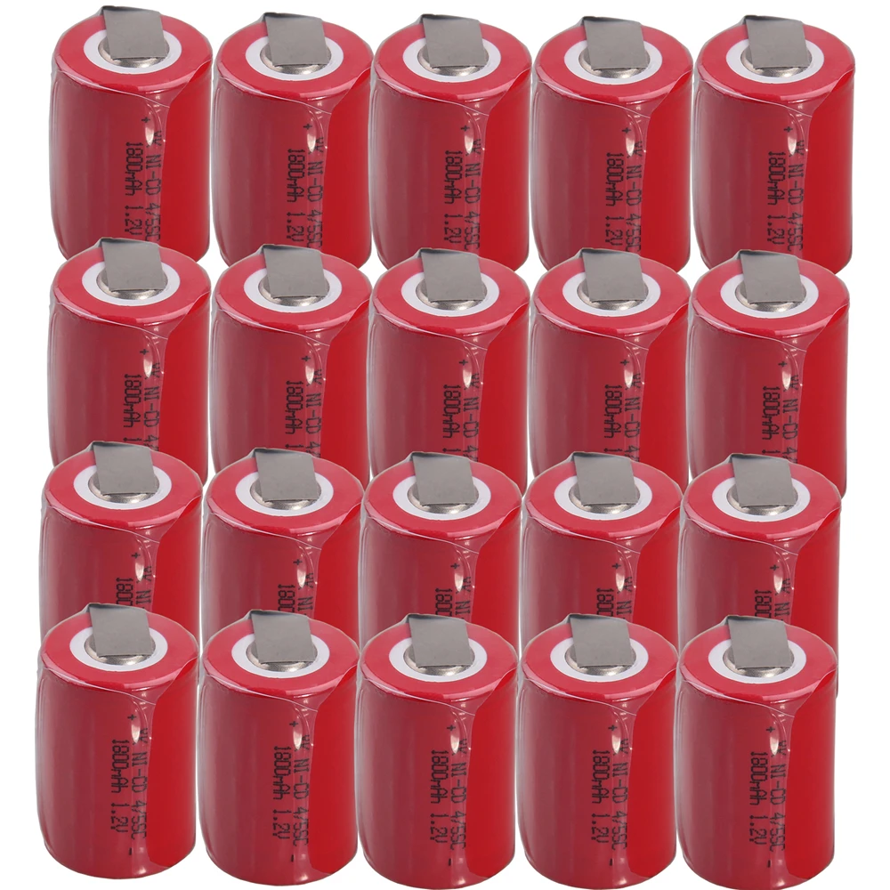 20 шт 4/5SC батареи 1,2 V батареи для электроинструментов 1800mah nicd 3,3 cm* 2,2 cm цвет случайный