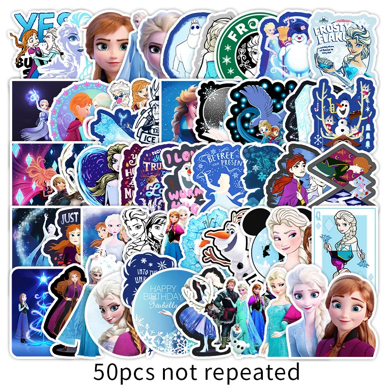 10/50PCS/Set Disney Stickers Anna Aisha Sticker Action Figure frozen Princess Cartoon Kids Girls Christmas Birthday Gifts