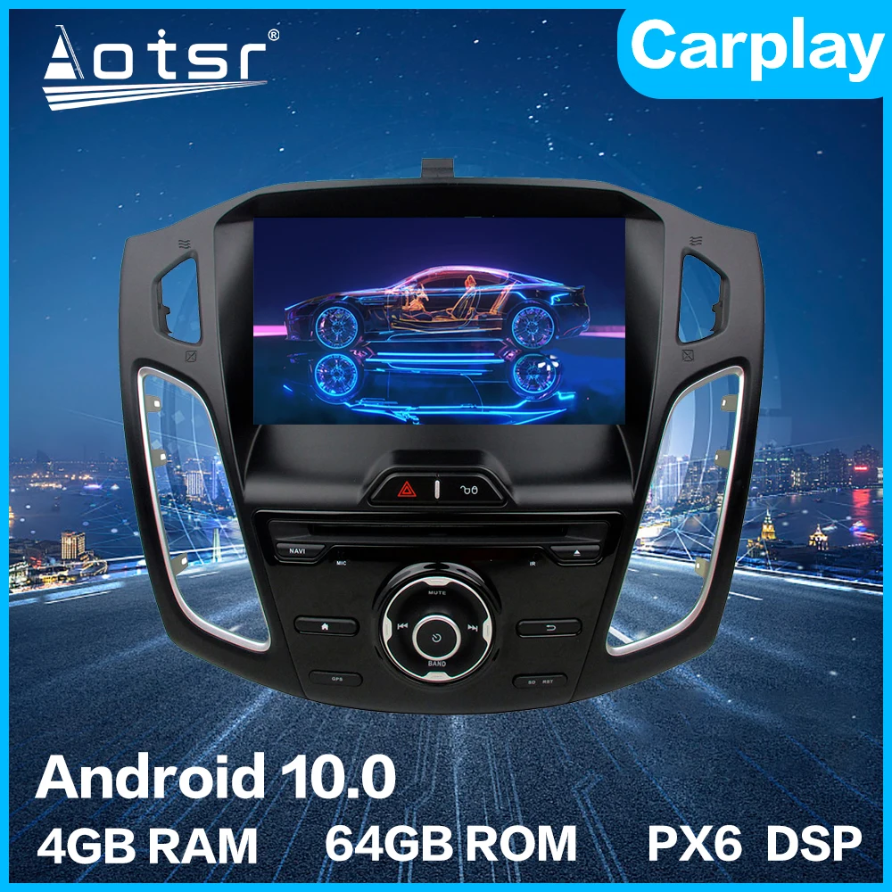 For Ford Focus 2012+ Android 10.0 4G+64GB Car Multimedia Player Radio GPS Navigation Car Stereo IPS Touch Screen DVD DSP Carplay