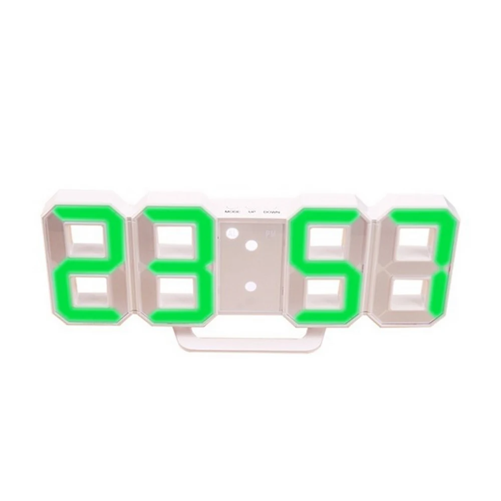 green A 3D светодиодный цифровой настенные часы с датой и временем ночник настольные часы будильник домашний декор для гостиной современный дизайн - Цвет: green A
