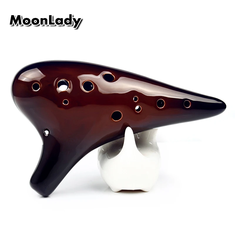Alto C Key Ocarina 12 Holes Ceramic Music Instrument Bright Glossy Glaze Woodwind High Quality | Спорт и