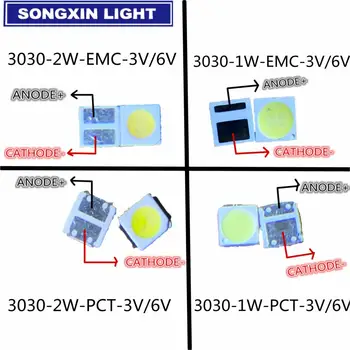 

100pcs 3030 Backlight High Power LED DOUBLE CHIPS 1w 1.5W 2w 3V-3.6V 6v lextar JUFEI AOT Cool white PT30A66 TV