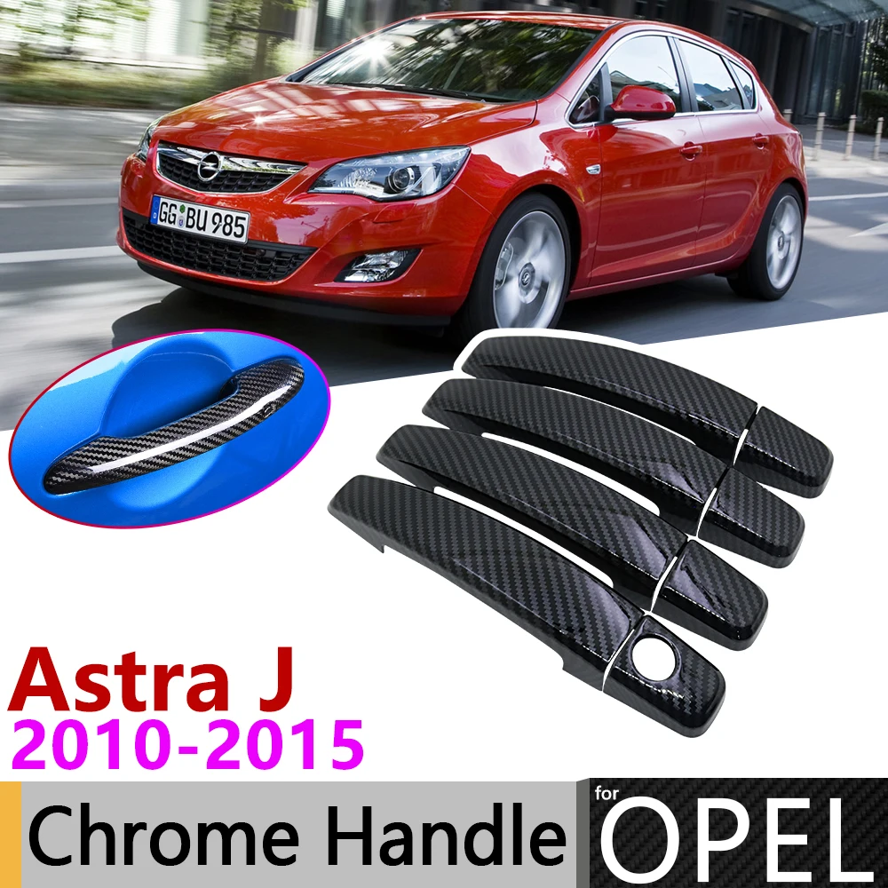 Черная крышка дверной ручки из углеродного волокна для Opel Astra J 2010 ~ 2015 2011 2012 2013 2014
