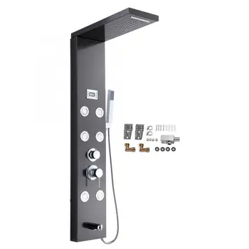 

Led Light Shower Panel Waterfall Rain Shower Faucet Set Spa Massage Jet Bath Shower Column Shower Mixer Tap Tower