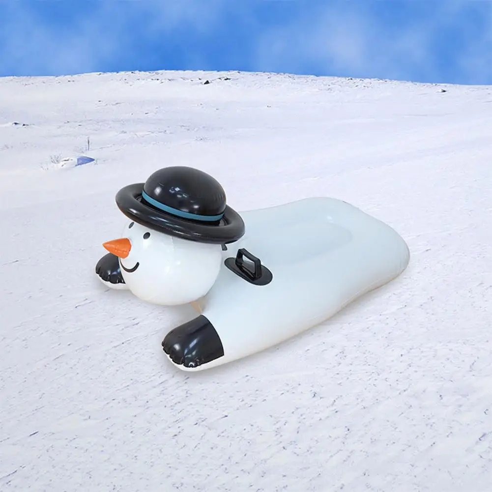 Fun Inflatable Snow Sled Abrasion Resistance Lovely Snow Sled Snowman Shape Inflatable for Children Tube