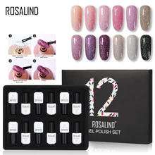 12 шт./лот ROSALIND 7 мл Блестящий неоновый Гель-лак для ногтей набор все для маникюра полуперманентные гибридные Лаки замачиваются УФ-гель комплект
