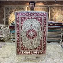 Yilong 2,7 'x4' Тебриз шелковый ковер красный ковер ручной работы цены(HF203B