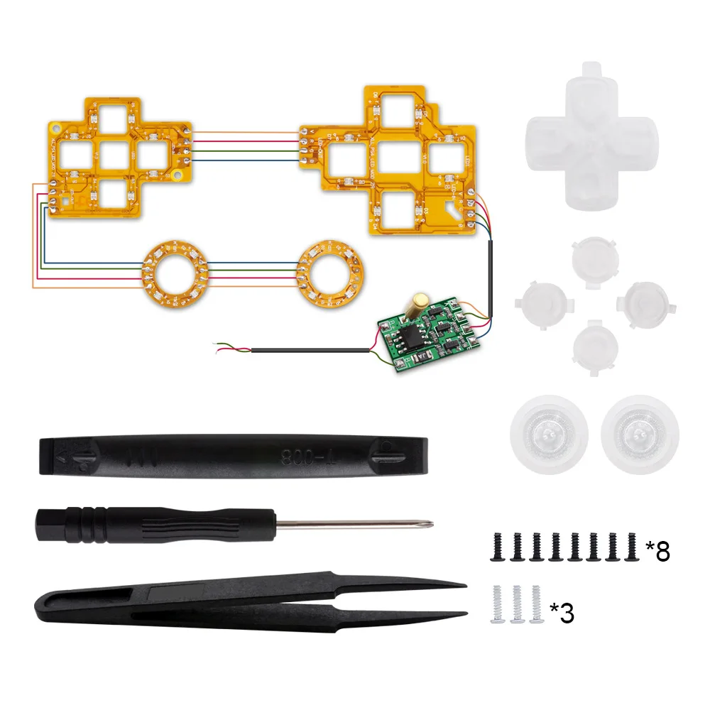 Diy Luminado D-pad Thumbsticks Ps5 Controlador Playstation Cores Botões de Rosto Kit Led Decore Acessórios Dtf - Image 6