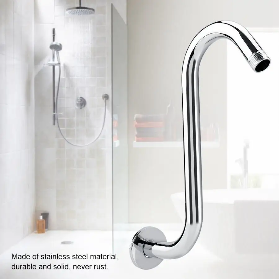 

8inch 201 Stainless Steel S Shower Extension Arm High Rise S-Curved shower holder Fixed Fitting Mount Base Bathroom Accessories