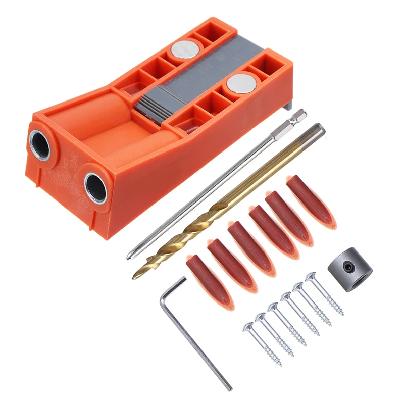 

Woodworking Tool Hole Jig System With Magnet 9.5mm Step Drill Wood Drill Positioning Slider Plastic Dowel Jig Tool For Carpentry