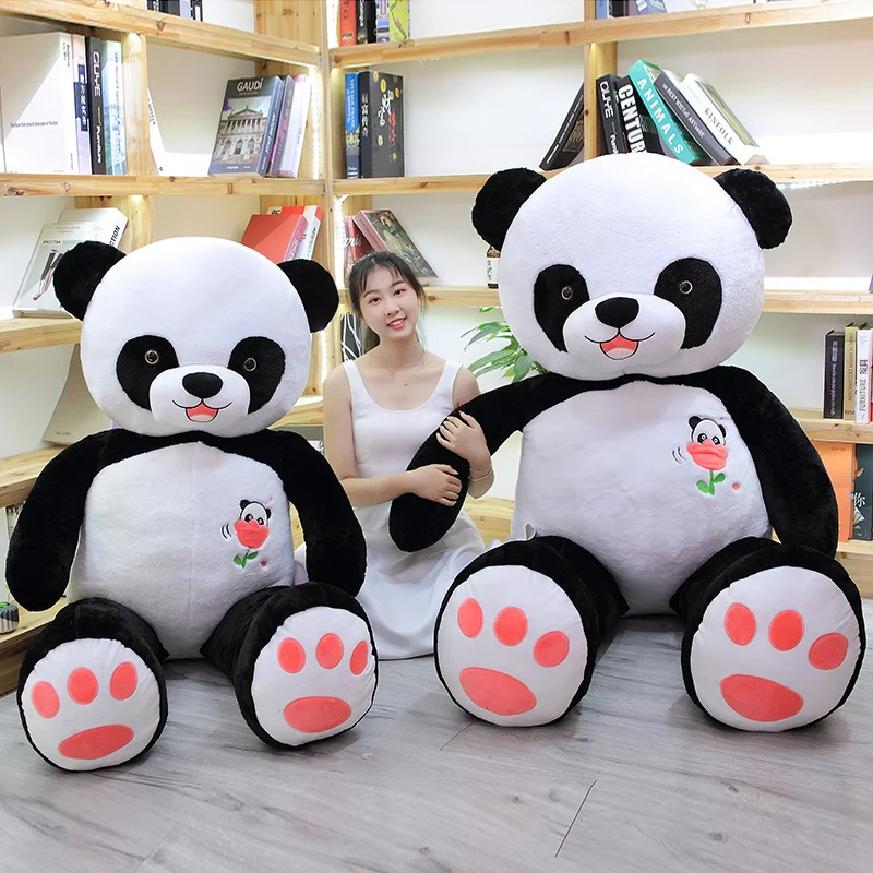 Mignon panda géant oreiller poupée câlin ours en peluche jouet fille lit  câlin poupée endormie