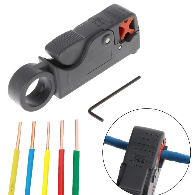 

1pc Rotary Cutter Tool Coax Coaxial Cable RG58 RG6 Stripper Grey R9CA