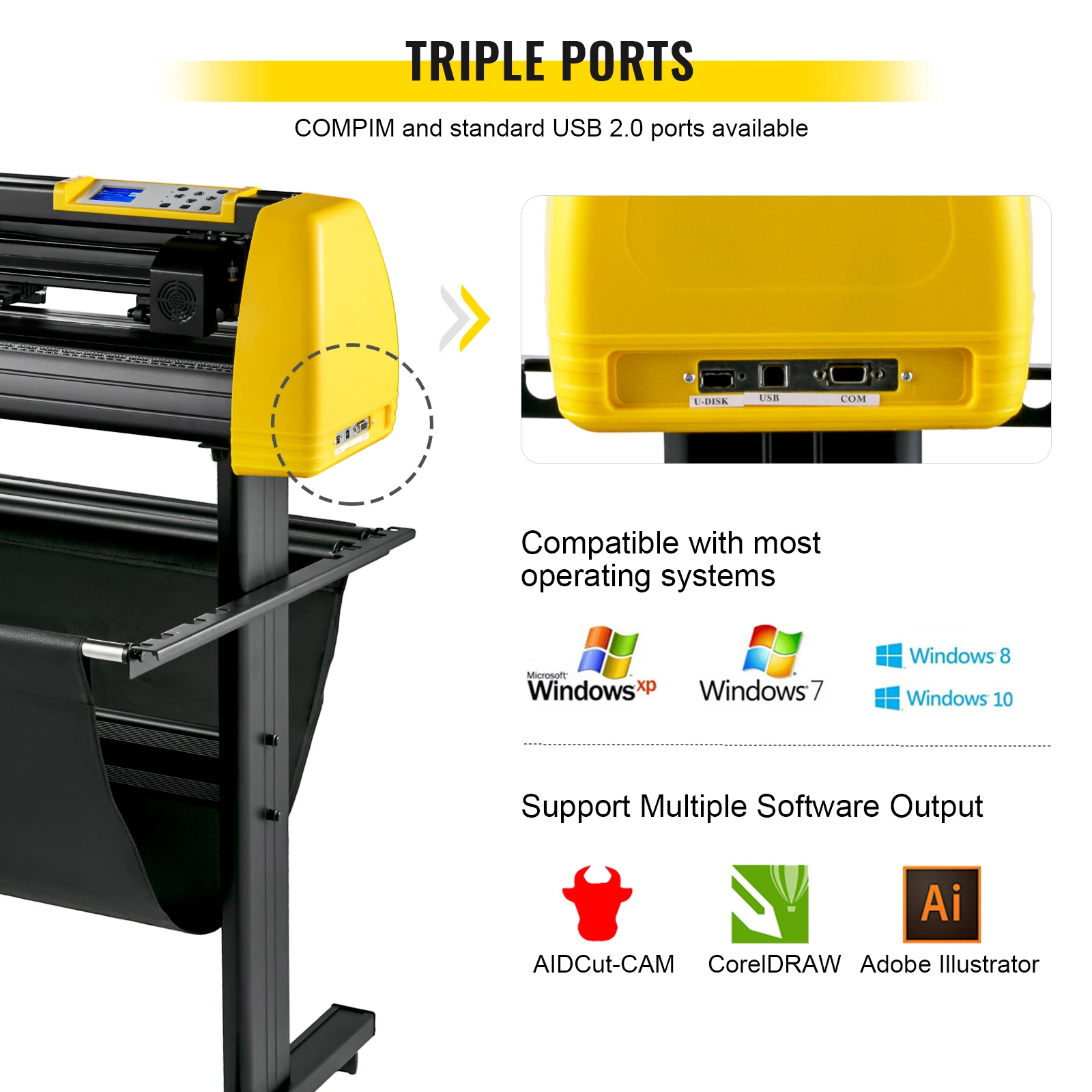 VEVOR 53"/34" Auto Offline Vinyl Cutter Plotter W/ Touch Screen for Cutting Sticker And Decal Card T-shirt Heat Transfer Media