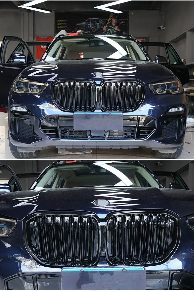 Передние гоночные грили для BMW X5 G05 аксессуары в два ряда глянцевое пианино Черный Идеальный фитинг Высококачественная краска