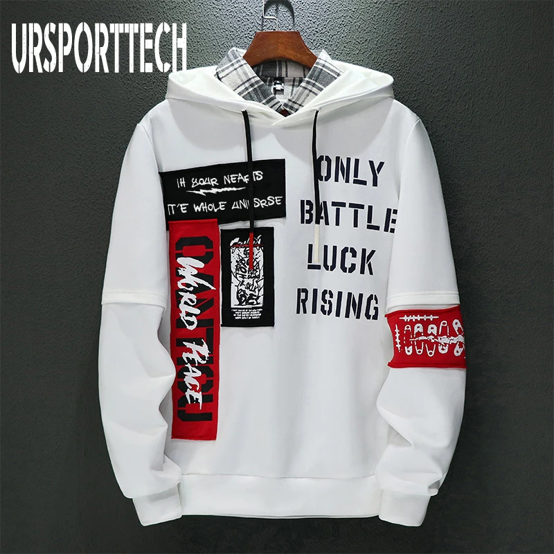  URSPORTTECH Brand New Men Hoodies Sweatshirts Men Letter Print Long Sleeve Hoodie Hip Hop Streetwea