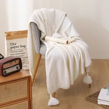 

Knitted Tapestry With Tassel Woven Home Textile Couch Chair Throw Blanket Bed Sofa Fashion Nap Decoration Bedspread Nordic Solid