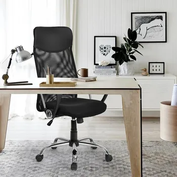 

Ergonomic design office chair Mesh Office Chair Computer Desk ChairsThick Padding and Ergonomic Design for Lumbar Support Black