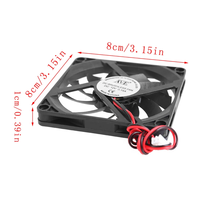 

12V 2-Pin 80x80x10mm PC Computer CPU System Heatsink Brushless Cooling Fan 8010 R2JB