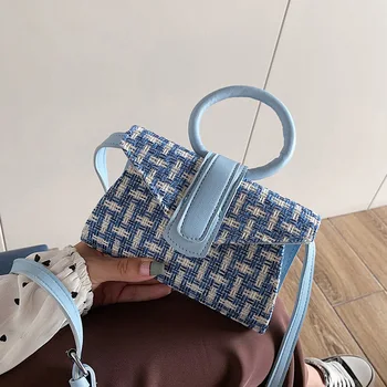 

Casual Panelled Sling Flap Bags for Women 2020 Summer Purse Evening Clutch Shoulder Bags Ladies Cover Soft Cross Body Wool Bags