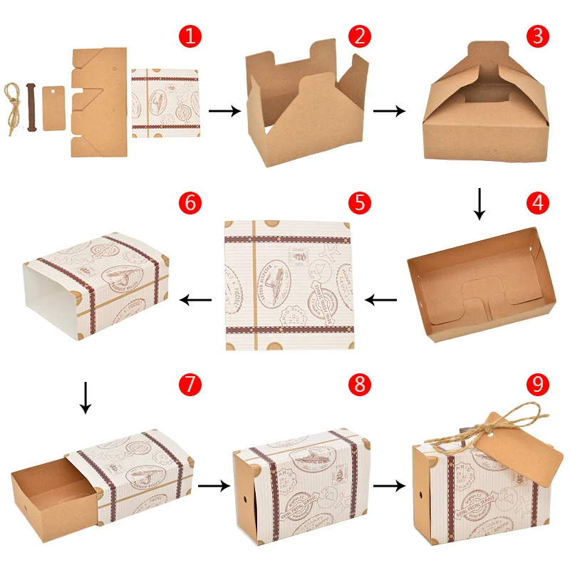 10/20pcs Travel Suitcase Candy Box Kraft Paper Gift Boxes Wedding Birthday Party Decoration Supplies Christmas Gift Packaging