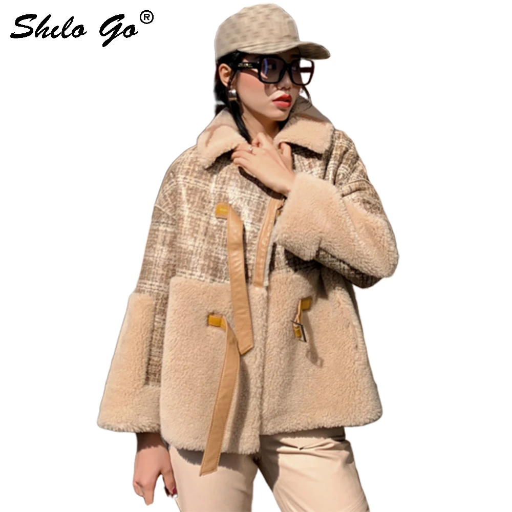 

Double Faced Fur Jacket Highstreet Notched Neck Wrap Button Front Thick Warm Coat Women Winter Casual A Line Plus Outwear Female