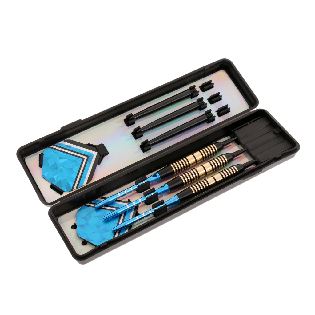 3 Pieces 18 Grams Brass Barrels Soft Tip Darts Set with Aluminum and Nylon Shafts, PET Flights, Plastic Tips