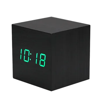 

New Qualified Digital Wooden LED Alarm Clock Wood Retro Glow Clock Desktop Table Decor Voice Control Snooze Function Desk Tools