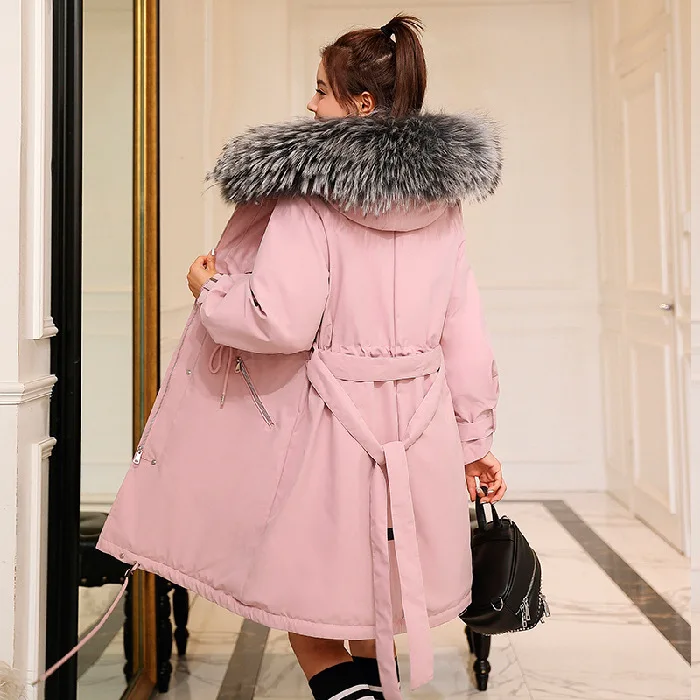 

2019 Oversize down Jacket Cotton-padded Clothes Women's Korean-style Cloak Cotton-padded Jacket Mid-length Large Size Loose-Fit