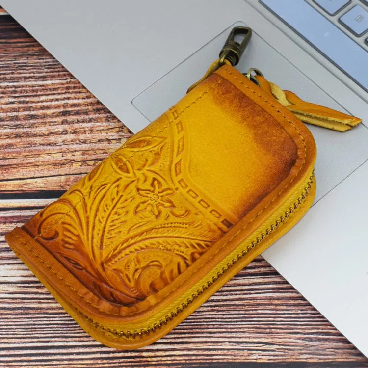 2 Pack Mens Vintage Key Case, Retro Genuine Leather Car Fob