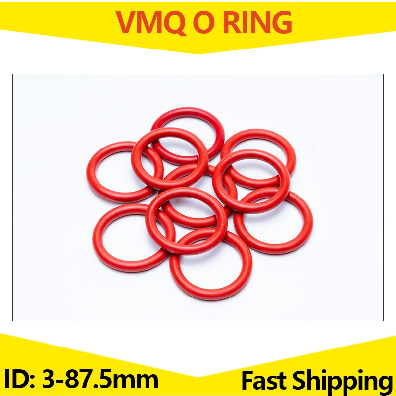 레드 화이트 실리콘 고무 VMQ 씰링 링, 스켈레톤 오일 씰 개스킷 수리, O 링 와셔, WD CS 2.65mm ID 3mm - 87.5mm