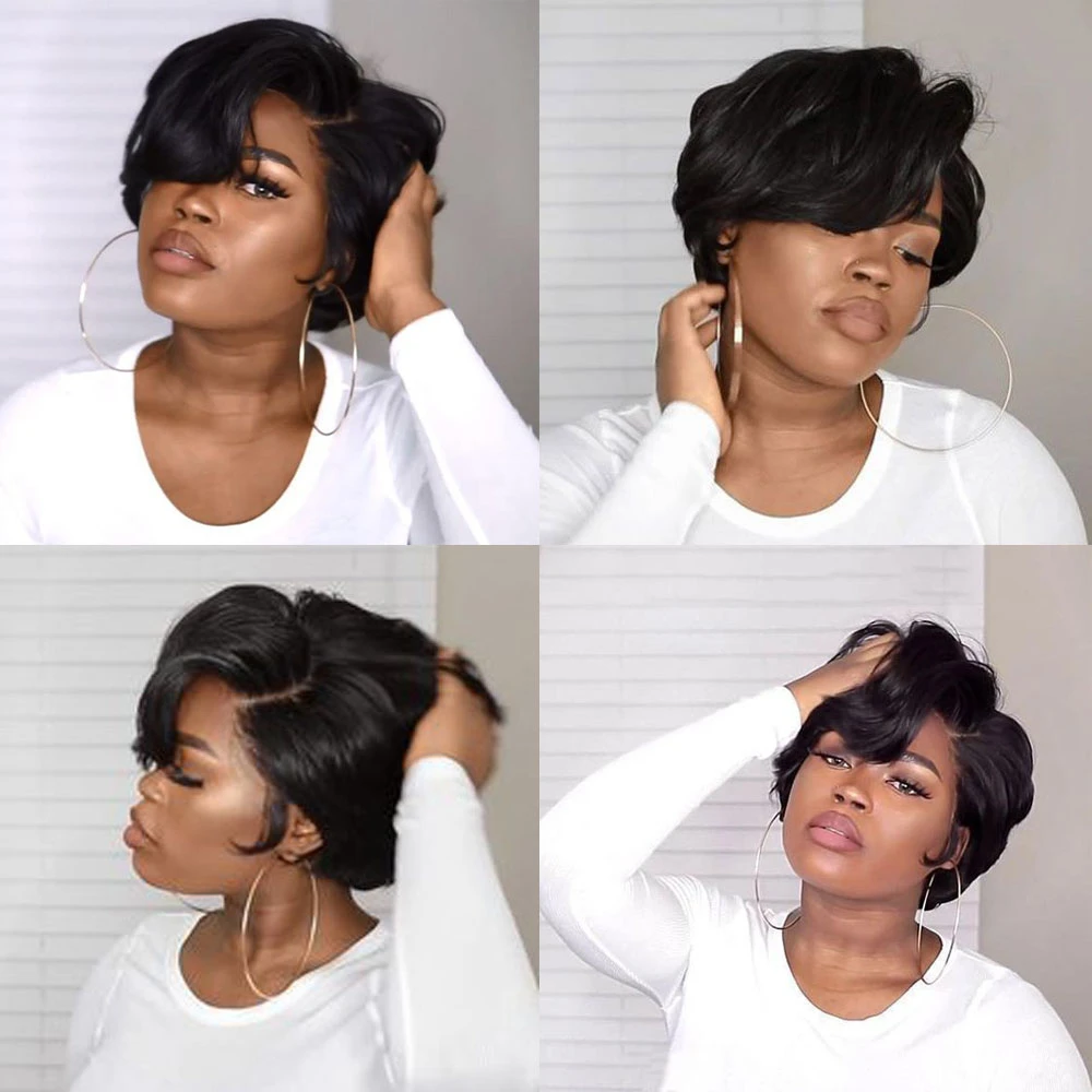 Pixie Cut Wig Short Human Hair Wigs Lace Front Wigs Wavy Preplucked Lace Front Human Hair Wigs Virgin Human Hair Lace Wigs Aliexpress