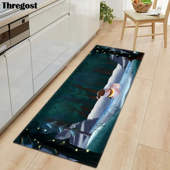 

Thregost Christmas Print Entrance Doormat Long Floor Mats Carpets for Living Room Kitchen Bathroom Rugs 3D Mat Machine Washable