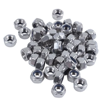 

50 Pcs 304HC A2 70 Stainless Steel Hex Nylock Lock Nut M8 8mm