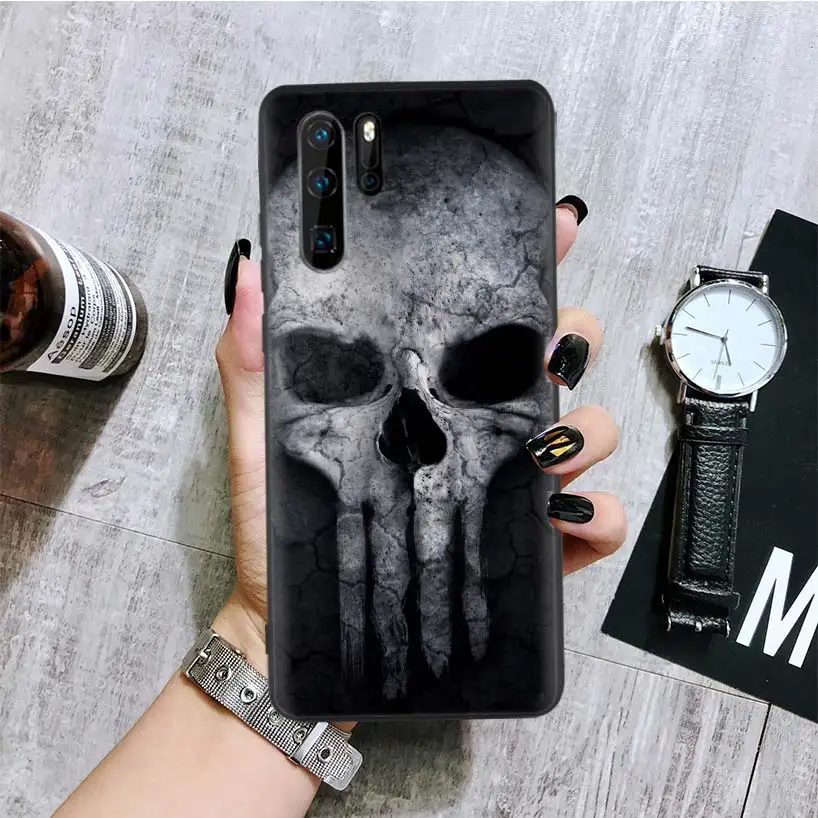 Marvel Punisher Black Phone Case For Huawei Mate 30 20 10 P30 P20 P10 Pro Lite P Smart Z Luxury Cover Coque Shell - Цвет: BA311-8