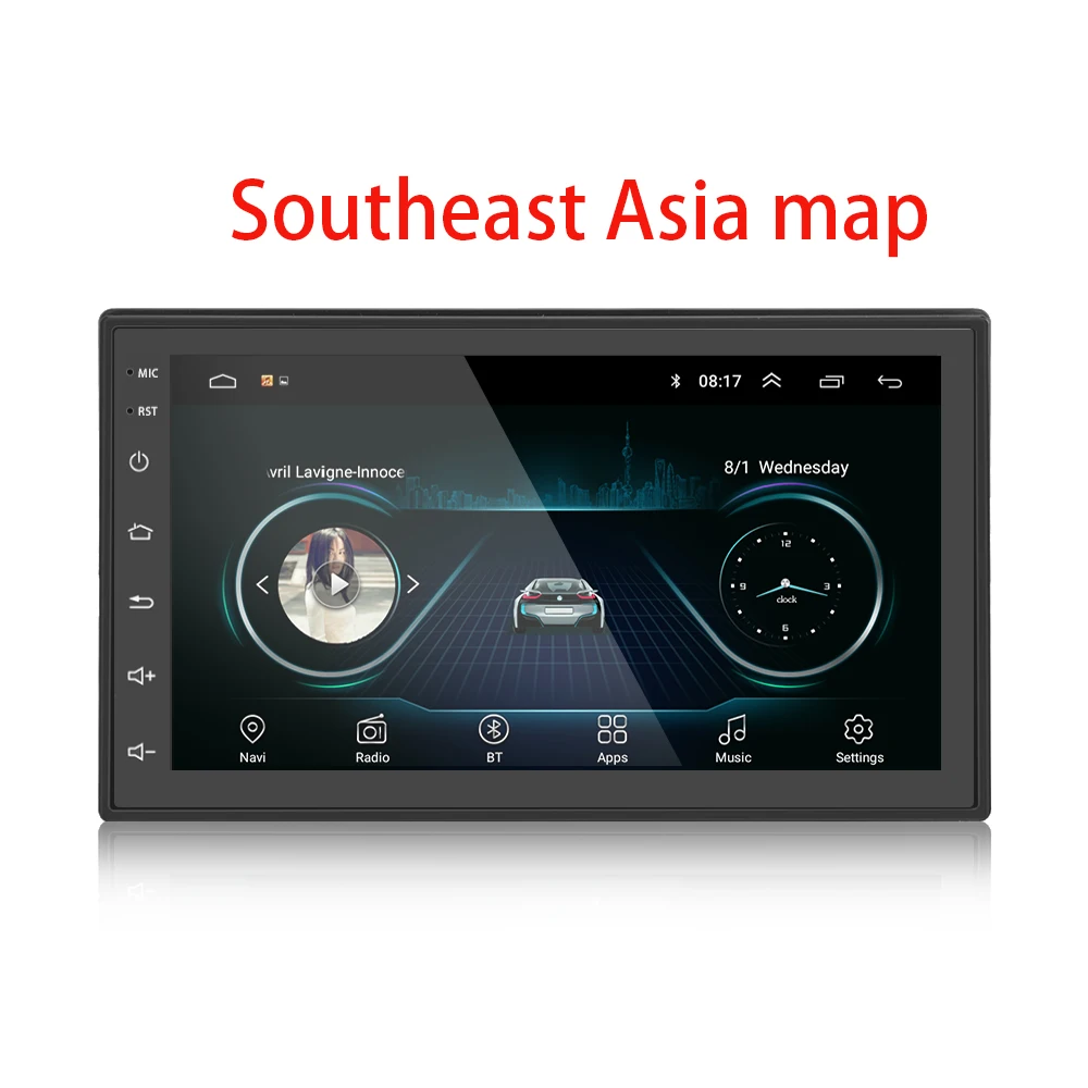 Автомобильный мультимедийный плеер Andriod gps навигация 2DIN HD Авторадио WiFi USB FM 2 Din " автомобильный аудио Радио стерео резервный монитор - Цвет: Southeast Asia map