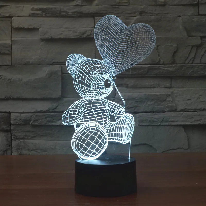 

Factory Foreign Trade Colorful 3D Lamp Balloon Teddy Bear Visual Lamp LED Creative Touch ya ke li deng Gift
