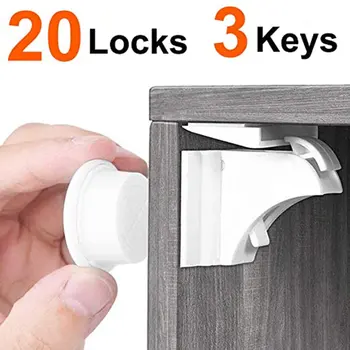 

Children Anti Open Drawer Lock Baby Anti Clip Hand Cabinet Lock Refrigerator Baby Safety Protection 20 Locks and 3 Keys