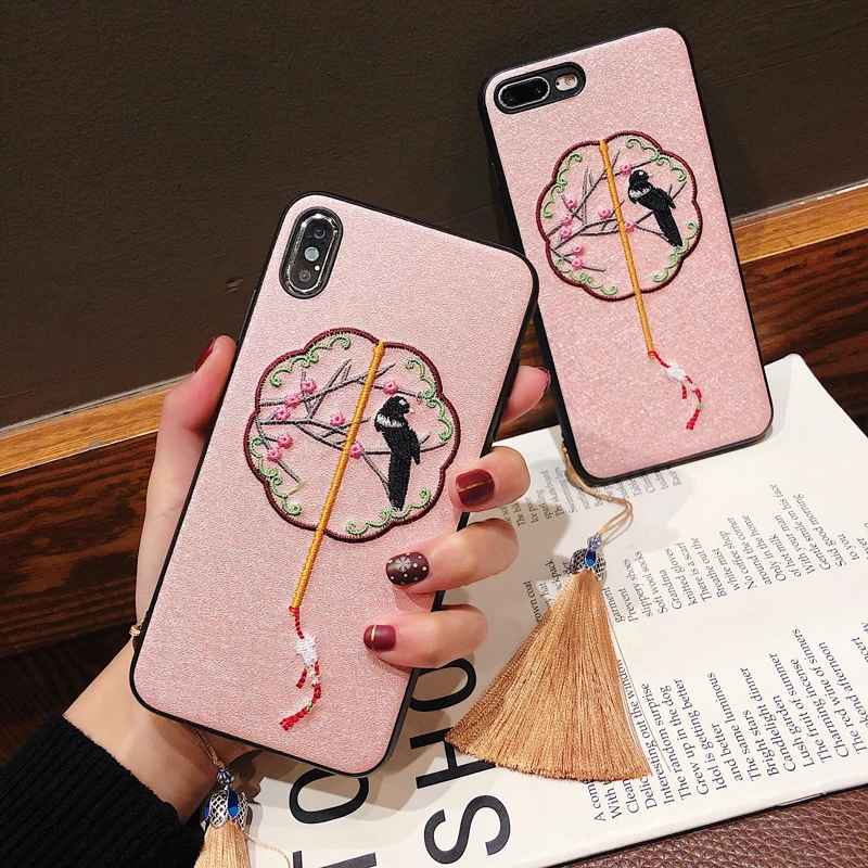 Китайский Стиль чехол для iPhone X XR XS макс 7 8 6 6s плюс Чехол телефона Круглый