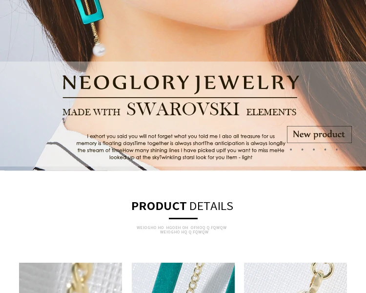 Neoglory, прямоугольные и жемчужные эмалированные серьги-капли для женщин,, корейский дизайн, модные ювелирные изделия, вечерние, свадебный подарок для друзей