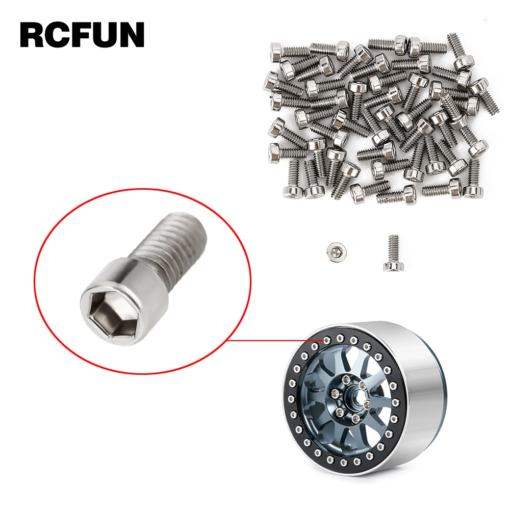 RCFUN M2 M3 Metal Screws 1.9 2.2 Wheel Rims Hexagon for 1/10 RC Car Crawler Traxxas TRX4 Axial SCX10 90046 AXI03007 | Игрушки и хобби