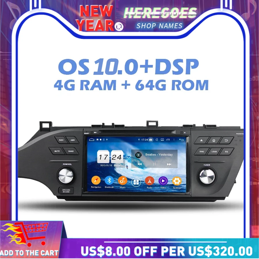 1280*720 DSP IPS Android 10 0 64G + 4G RAM 8 Core автомобильный dvd-плеер GPS карта RDS радио Wifi Bluetooth 5 для