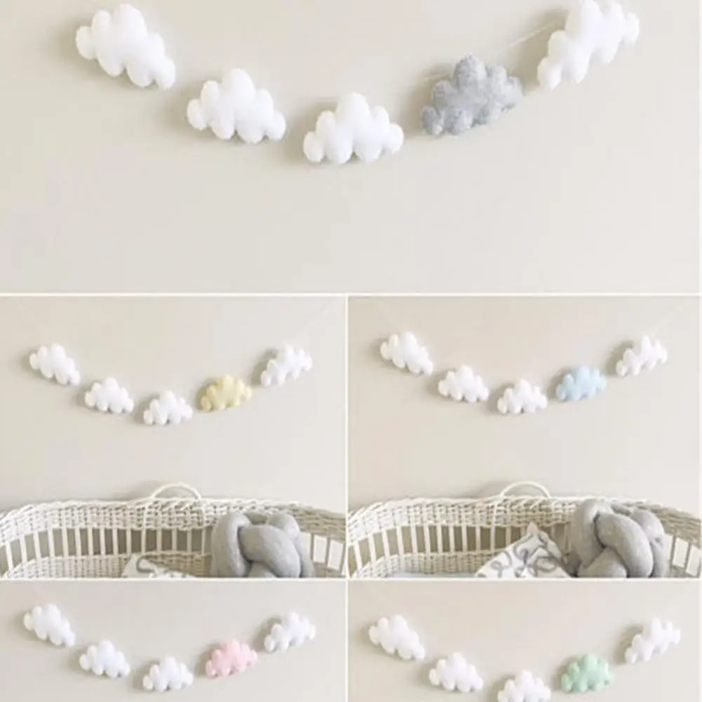 Nordic Cute Cloud Hanging Decor Garland Party Kids Room Hanging Wall Decor Tent Bed Baby Shower Bunting Ornament 2