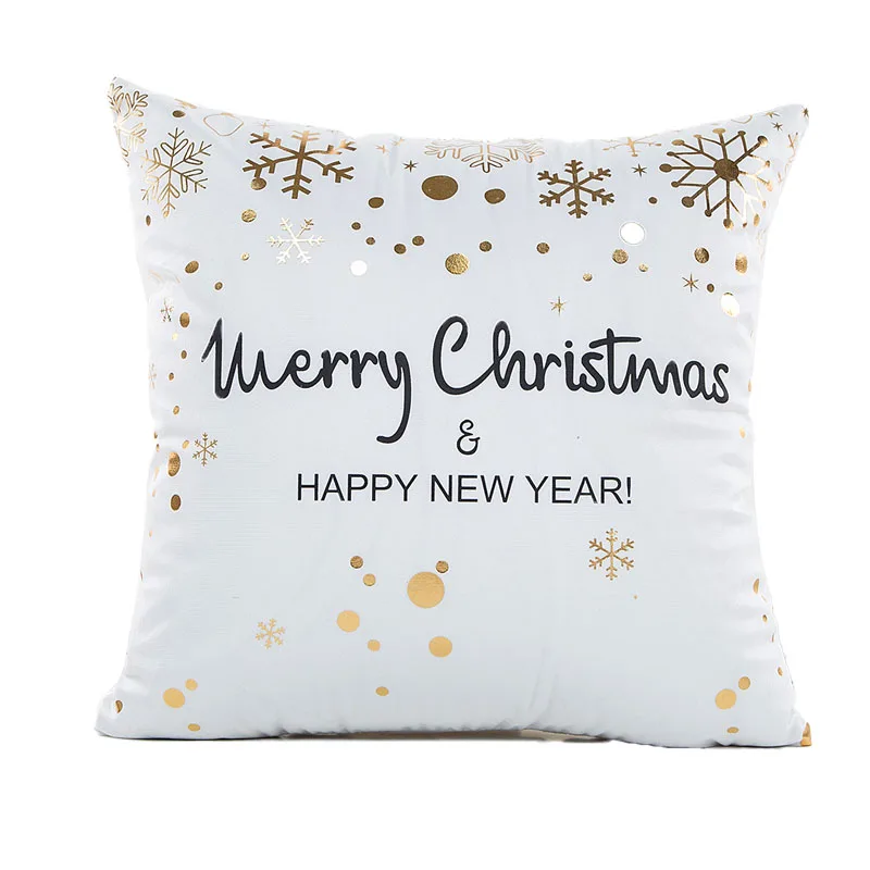 45x45cm Cotton Linen Happy New Year Cover Cushion Pillow Case Merry Christmas Decor for Home Decor Navidad Xmas Gift - Цвет: 3