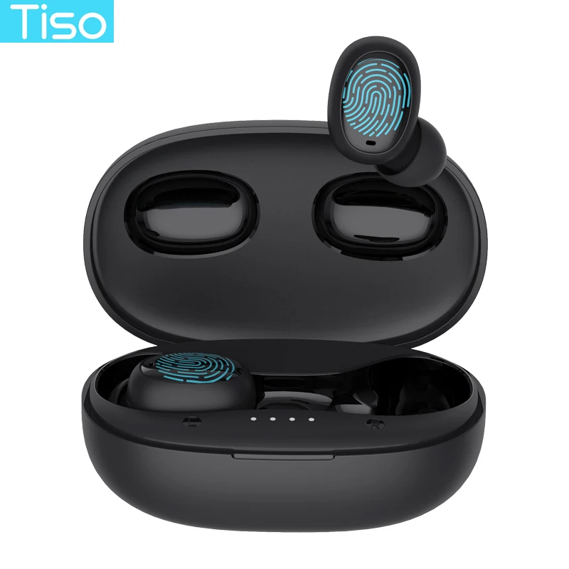 Tiso i6, беспроводные наушники с сенсорным управлением, бесшовный переключатель, Мини Bluetooth 5,0, наушники с шумоподавлением, микрофон, 3D, TWS, стерео гарнитура - Цвет: Черный