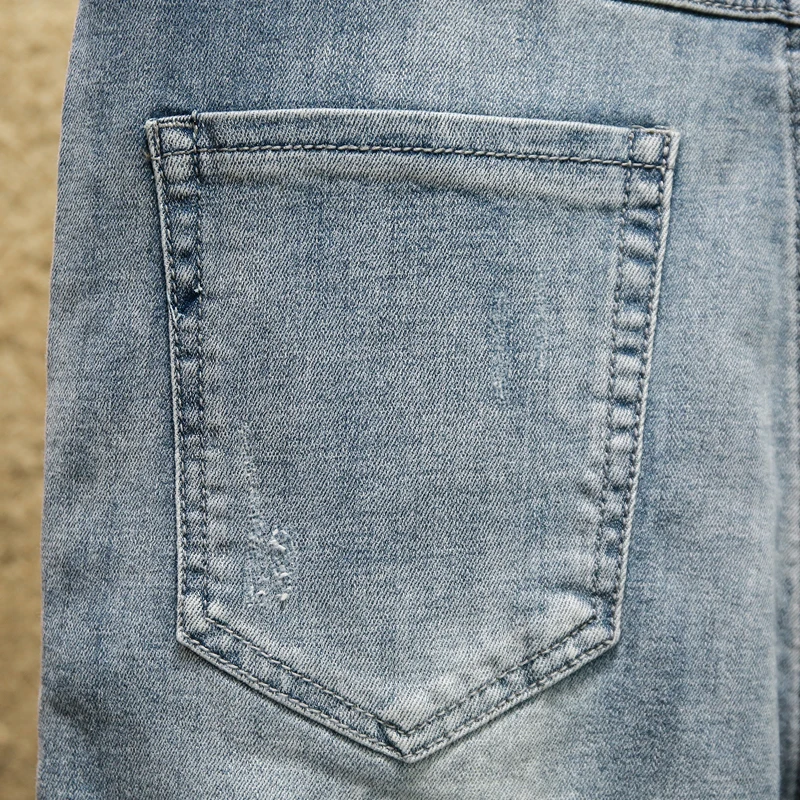 Deals 2020 High Quality Jeans Men's Joggers Bottoms Skinny Legging Pants Waist with Pencil Jeans Casual Sports Trousers Men Slim blue