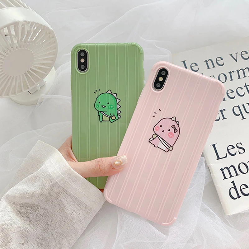 Cute Cartoon Dinosaur Phone Case for iPhone X XR XS Max 7 8 7Plus 8Plus Soft Protective Cover(070) |